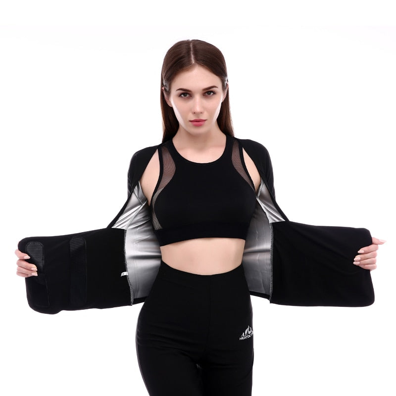 Women short sleeve sport sweating clothes yoga sauna bodybuilding vest slimming waist cincher corset exercise jacket 