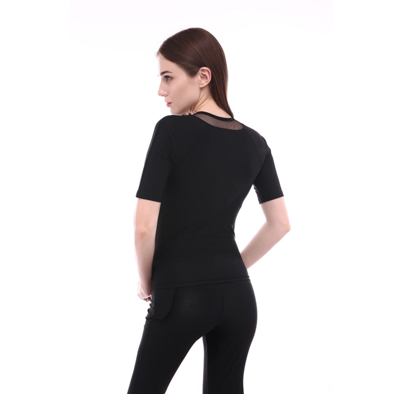 Women short sleeve sport sweating clothes yoga sauna bodybuilding vest slimming waist cincher corset exercise jacket 