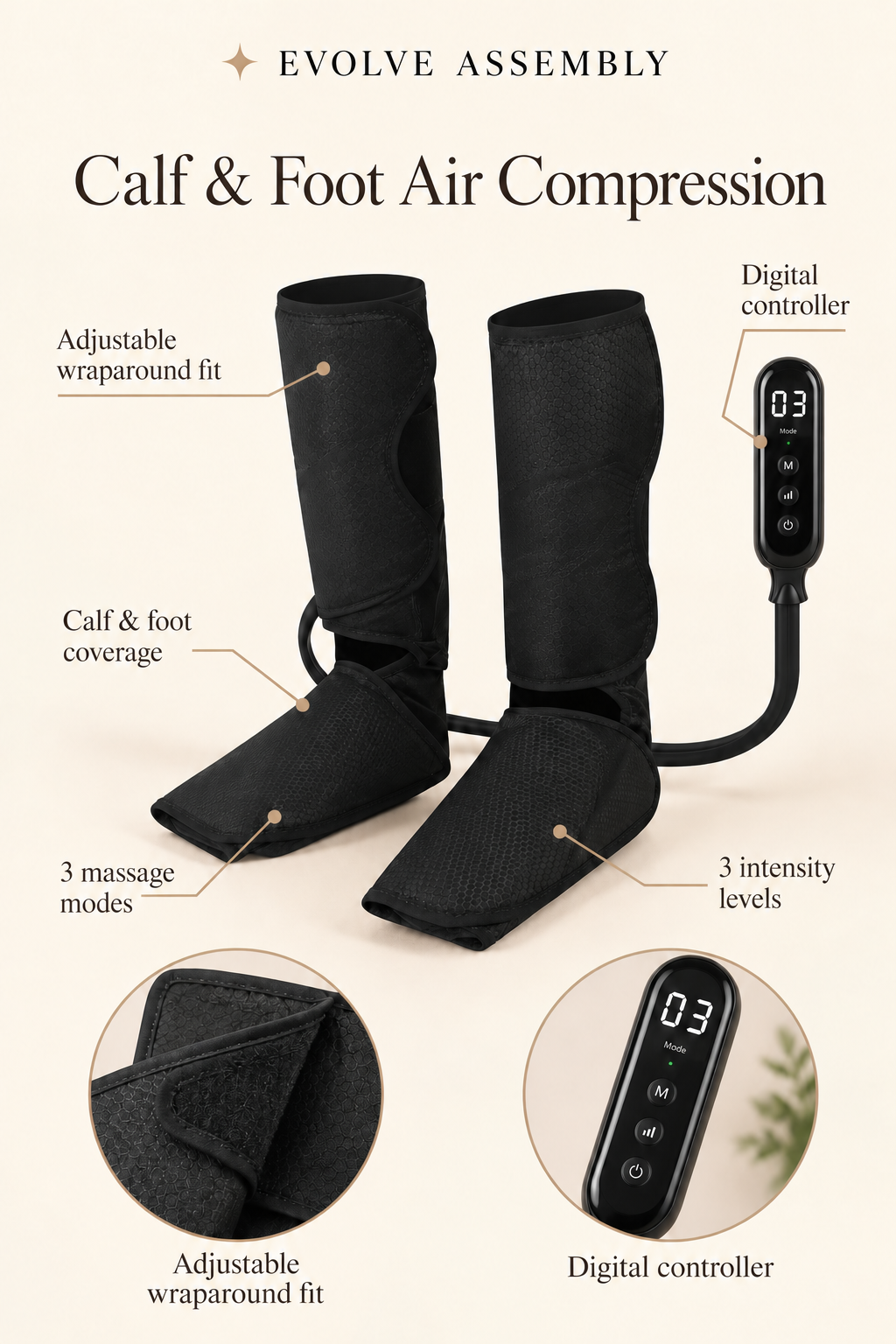 Leg Massager with Heat Therapy, Lymphatic Relief, Warmth for Cold Legs, Edema, Air Pressure Wave, Intelligent Temperature Control for Calf Compression For Tired Legs