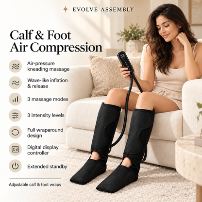 Leg Massager with Heat Therapy, Lymphatic Relief, Warmth for Cold Legs, Edema, Air Pressure Wave, Intelligent Temperature Control for Calf Compression For Tired Legs