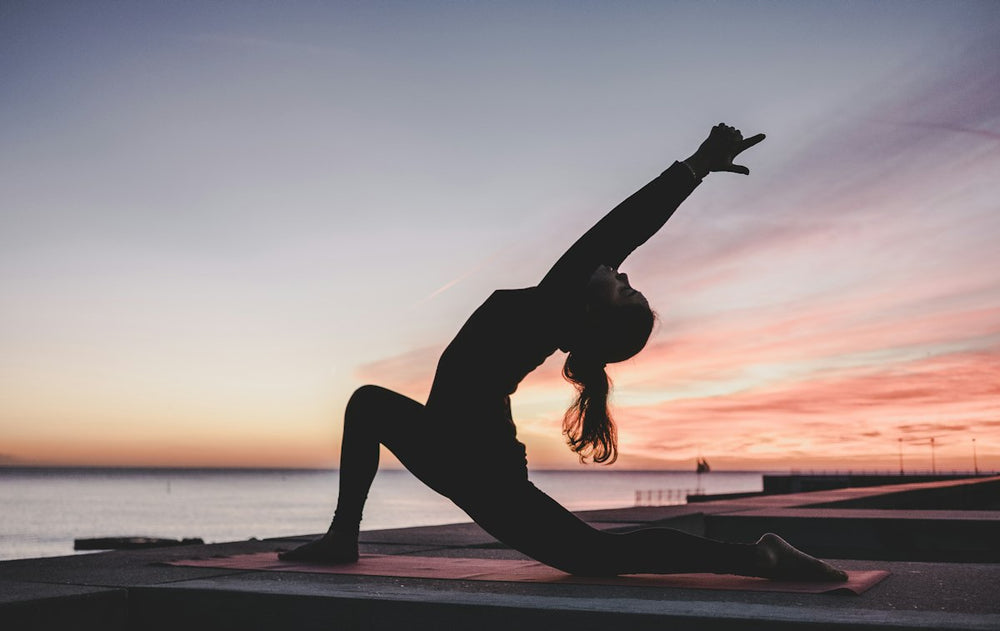 Yoga pose on a mat in a bright room